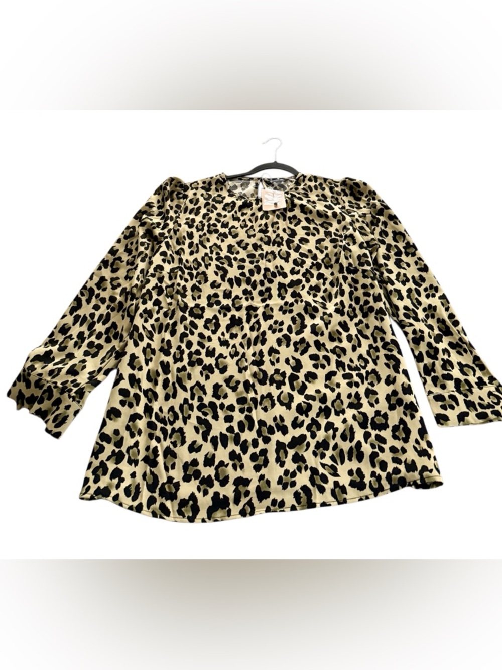BloomChic Leopard Print Long Sleeve Top in Beige and Black